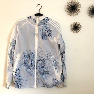 Adidas Blue Floral Watercolor Windbreaker